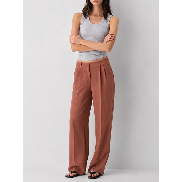 Wilfred Pants - Wilfred The Effortless Pant Brown High Waisted Wide Leg Pleated Trouser 2